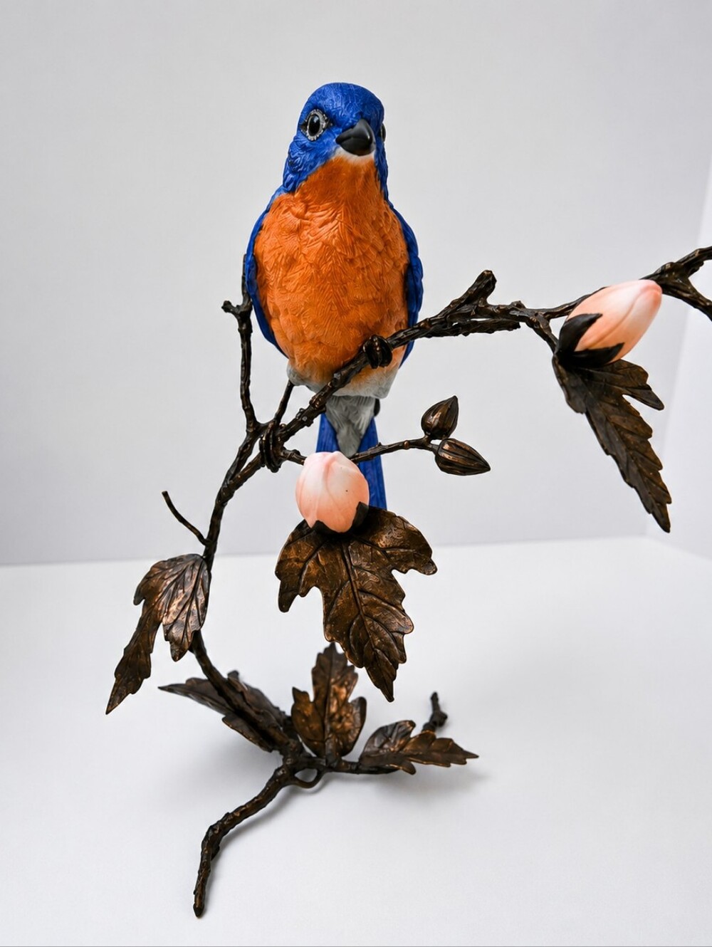 Rare Boehm Fine Porcelain And Bronze Blue Bird Sculpture. Please read notes
